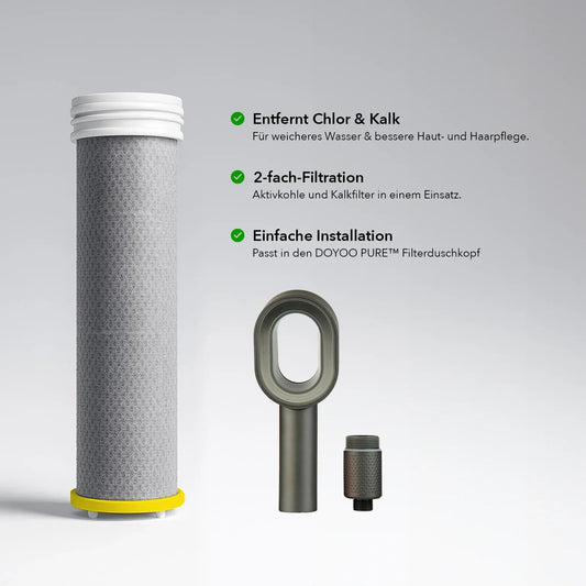 High End Kalk- + Aktivkohlefilter - Doyoo Pure Skin Filterduschkopf